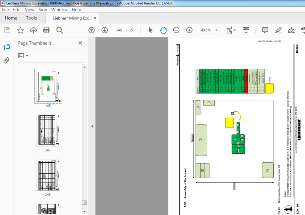 Liebherr Mining Excavators R996B En Backhoe Assembly Manuals - PDF ...
