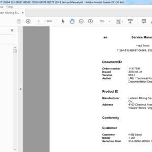 Liebherr Mining Truck T264 533-06567-06569, 533-06578-06579 Service Manual - PDF DOWNLOAD