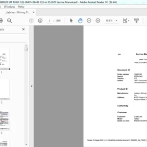 Liebherr Mining Truck T282C 10880020 Service Manual - PDF DOWNLOAD