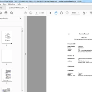 Liebherr Mining Truck T282C 10880545 Service Manual - PDF DOWNLOAD
