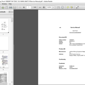 Liebherr Mining Truck T282C 10880897 Service Manual - PDF DOWNLOAD