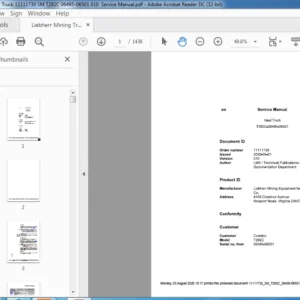 Liebherr Mining Truck T282C 11111730 Service Manual - PDF DOWNLOAD