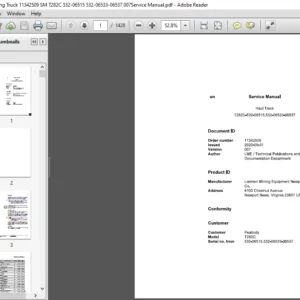 Liebherr Mining Truck T282C 11342509 Service Manual - PDF DOWNLOAD