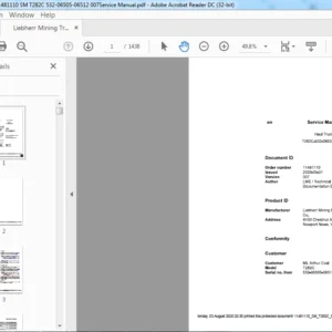 Liebherr Mining Truck T282C 11481110 EN Service Manual - pdf download
