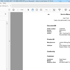 Liebherr Mining Truck T282C 11830790 EN Service Manual - pdf download
