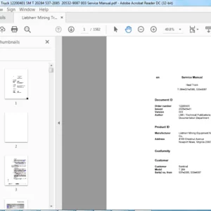 Liebherr Mining Truck T284 537-2085 532-9087 Service Manual - PDF DOWNLOAD