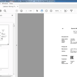Liebherr Mining Trucks 12214260 T 264 Peregrine 533 Operator Manual - PDF DOWNLOAD