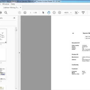 Liebherr Mining Trucks 12720231 T 284C Merlin 532 Operator Manual - PDF DOWNLOAD