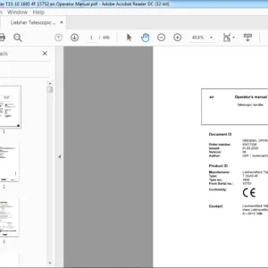 Liebherr Telescopic Handler T33-10 1695 4F 15752 en Operator Manual - PDF DOWNLOAD