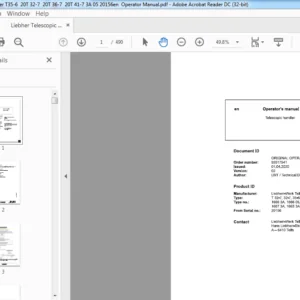Liebherr Telescopic Handler T35-6  20T 32-7  20T 36-7  20T 41-7 3A 05 20156en  Operator Manual - PDF DOWNLOAD