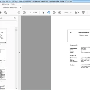 Liebherr Telescopic Handler T35-6 20T32-7 20T36-7 20T41-7 203A 15615 enOperator Manual - PDF DOWNLOAD