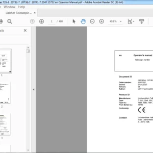 Liebherr Telescopic Handler T35-6  20T32-7  20T36-7  20T41-7 204F 15752 en Operator Manual - PDF DOWNLOAD