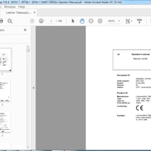 Liebherr Telescopic Handler T35-6  20T32-7 20T36-7 20T41-7 204FS 15603en Operator Manual