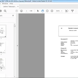 Liebherr Telescopic Handler T46-7 1706 3AS 05S 20156 en Operator Manual - PDF DOWNLOAD
