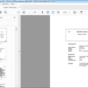 Liebherr Telescopic Handler T46-7 1706 3AS 16194 en Operator Manual - PDF DOWNLOAD