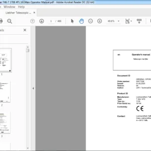 Liebherr Telescopic Handler T46-7 1706 4FS 16194en Operator Manual - PDF DOWNLOAD