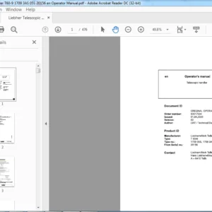 Liebherr Telescopic Handler T60-9 1709 3AS 05S 20156 en Operator Manual - PDF DOWNLOAD