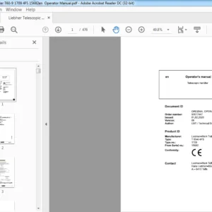 Liebherr Telescopic Handler T60-9 1709 4FS 15682en  Operator Manual - PDF DOWNLOAD