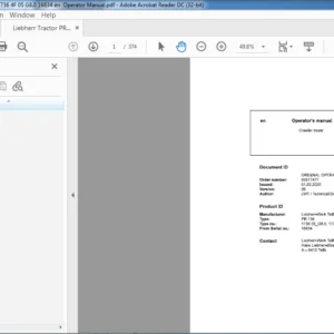 Liebherr Tractor PR736 1736 4F 05 G8.0 16834 en  Operator Manual - PDF DOWNLOAD