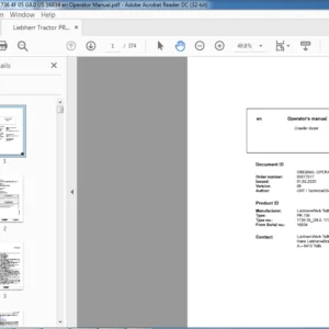 Liebherr Tractor PR736 1736 4F 05 G8.0 US 16834 en Operator Manual - PDF DOWNLOAD