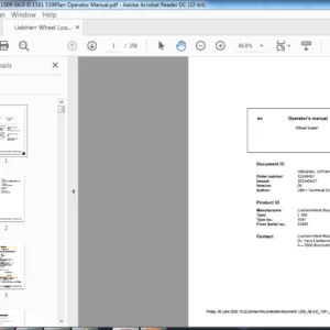 Liebherr Wheel Loaders L509 G6.0-D 1581 53995en Operator Manual - PDF DOWNLOAD