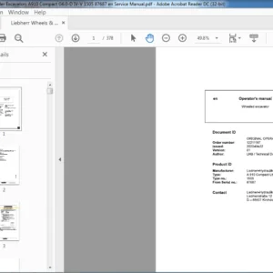 Liebherr Wheels & Crawler Excavators A910 Compact G6.0-D IV-V 1505 87687 en Operators Manual - PDF DOWNLOAD