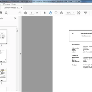 Liebherr Wheels&Crawler Excavators A922 Rail SV013 G6.0 III-IIIA-4f-V 1509 116860 Operator's Manual - PDF DOWNLOAD
