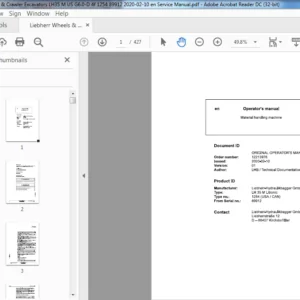 Liebherr Wheels & Crawler Excavators LH35 M US G6.0-D 4f 1254 89912 en Operator's Manual - PDF DOWNLOAD