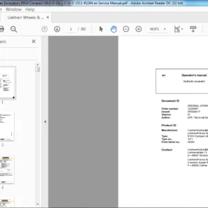 Liebherr Wheels & Crawler Excavators R914 Compact G6.0-D-G6.1-D IV-V 1511 45264 en Operator's Manual - PDF DOWNLOAD