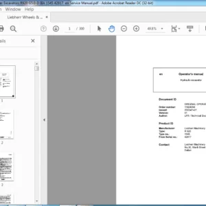 Liebherr Wheels & Crawler Excavators R920 G5.0-D IIIA 1545 42817  en Operator's Manual - PDF DOWNLOAD