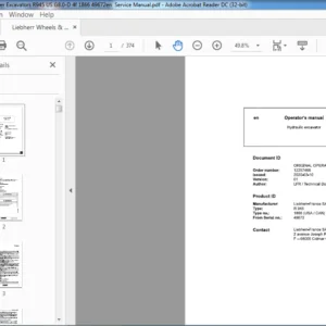 Liebherr Wheels & Crawler Excavators R945 US G8.0-D 4f 1866 49672en Operator's Manual - PDF DOWNLOAD