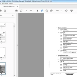 Liebherr Telescopic Handler T33-10 1695 3AS 05S 20156en Operator Manual - PDF DOWNLOAD