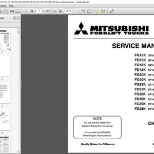 MITSUBISHI FORKLIFT FG15K FG18K FG20K FG25K FG30K FG35K FD15K FD18K FD20K FD25K FD30K FD35K AC Service Manual