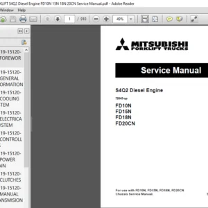 MITSUBISHI FORKLIFT S4Q2 Diesel Engine FD10N 15N 18N 20CN Service Manual - PDF DOWNLOAD