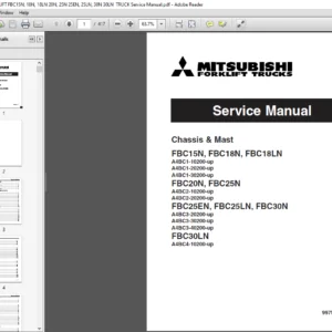 Mitsubishi Forklift FBC15N FBC18N FBC18LN FBC20N FBC25N FBC25EN FBC25LN FBC30N FBC30LN Service Manual