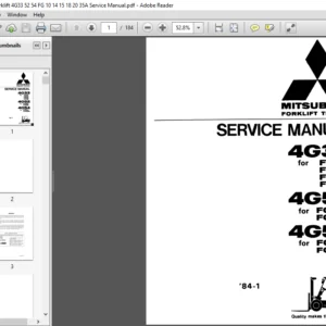 Mitsubishi Forklift Trucks 4G33 FG10 FG14 FG15 FG18 4G52 FG20 FG25 4G54 FG30 FG35A Service Manual - PDF DOWNLOAD