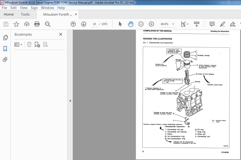 Mitsubishi Forklift 6d16 Diesel Engine Fd80 Fd90 Service Manual - Pdf 