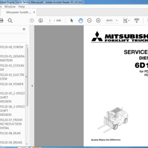 Mitsubishi Forklift 6D16 Diesel Engine Trucks Service Manual - PDF DOWNLOAD