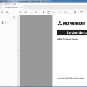Mitsubishi Forklift 6M60-TL Diesel Engine Service Manual - PDF DOWNLOAD