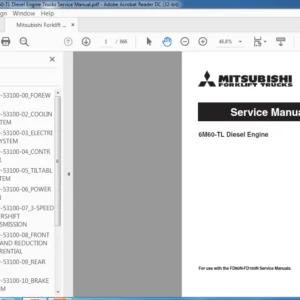 Mitsubishi Forklift 6M60-TL Diesel Engine Trucks Service Manual - PDF DOWNLOAD