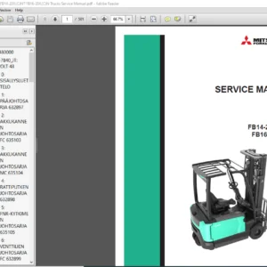 Mitsubishi Forklift FB14-20A(C)NT FB16-20A(C)N Trucks Service Manual - PDF DOWNLOAD