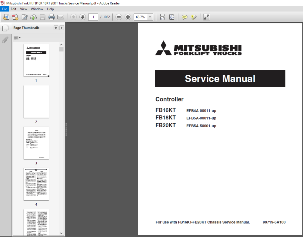 Mitsubishi Forklift FB16K FB18KT FB20KT Trucks Service Manual - PDF ...