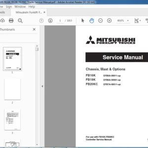 Mitsubishi Forklift FB16K FB18K FB20KC Trucks Service Manual - PDF DOWNLOAD