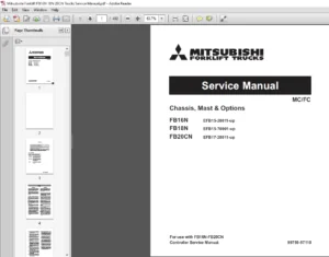 Mitsubishi Forklift FB16N FB18N FB20CN Trucks Service Manual - PDF DOWNLOAD