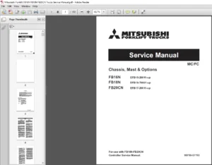 Mitsubishi Forklift FB16N FB18N FB20CN Trucks Service Manual - PDF DOWNLOAD