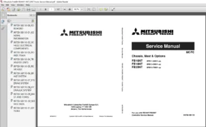 Service Repair Manual for Mitsubishi FB16NT FB18NT FB20NT Forklifts