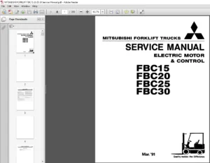 Mitsubishi Forklift FBC15 FBC20 FBC25 FBC30 Electric Motor & Control Service Manual - PDF DOWNLOAD