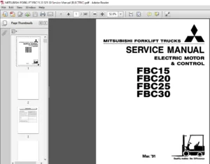 Mitsubishi Forklift FBC15 FBC20 FBC25 FBC30 Electric Motor & Control Service Manual - PDF DOWNLOAD