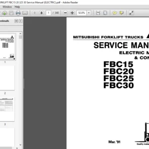 Mitsubishi Forklift FBC15 FBC20 FBC25 FBC30 Electric Motor & Control Service Manual - PDF DOWNLOAD