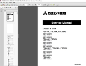 Mitsubishi Forklift FBC15K FBC18K FBC18KL FBC20K FBC25K FBC25KE FBC25KL FBC30K FBC30KL Service Manual